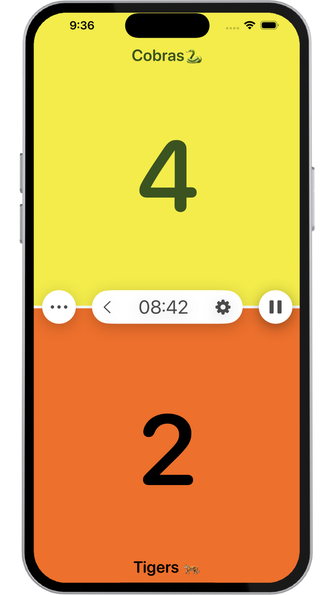 Custom team names with built-in timer